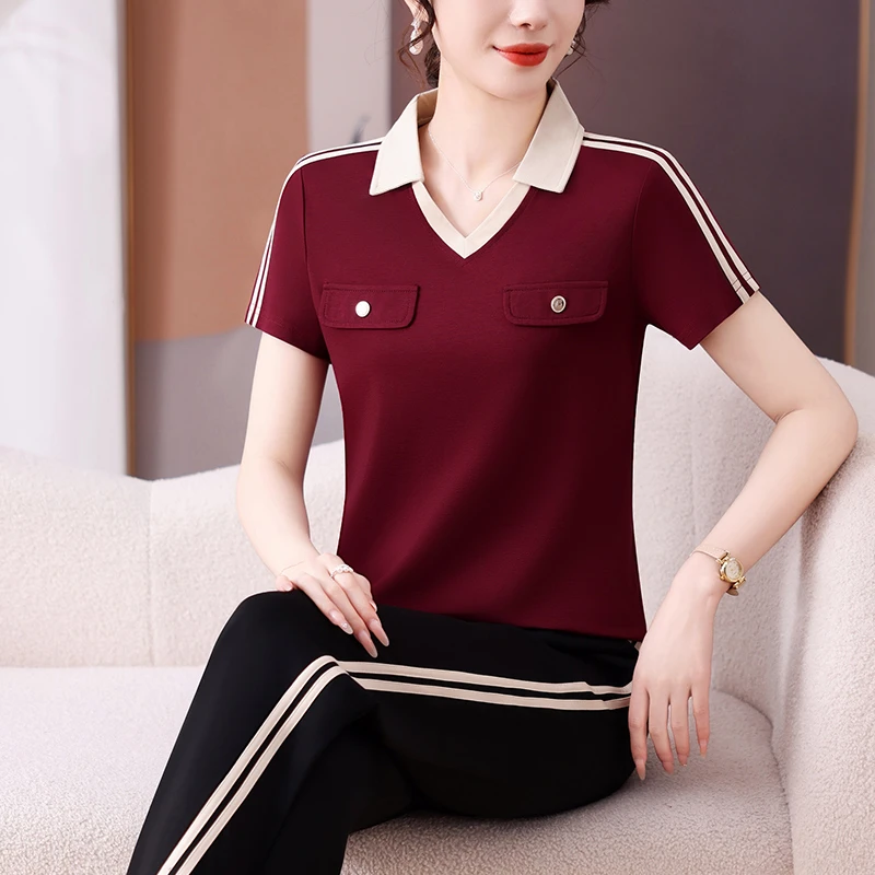 冰丝短袖夏季休闲运动套装女2025新款薄款直筒裤长裤两件套运服服