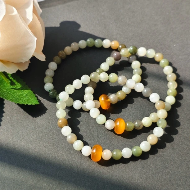 【书记甄选】天然和田玉多宝单圈手链 多样式发一件 约6mm JC5293