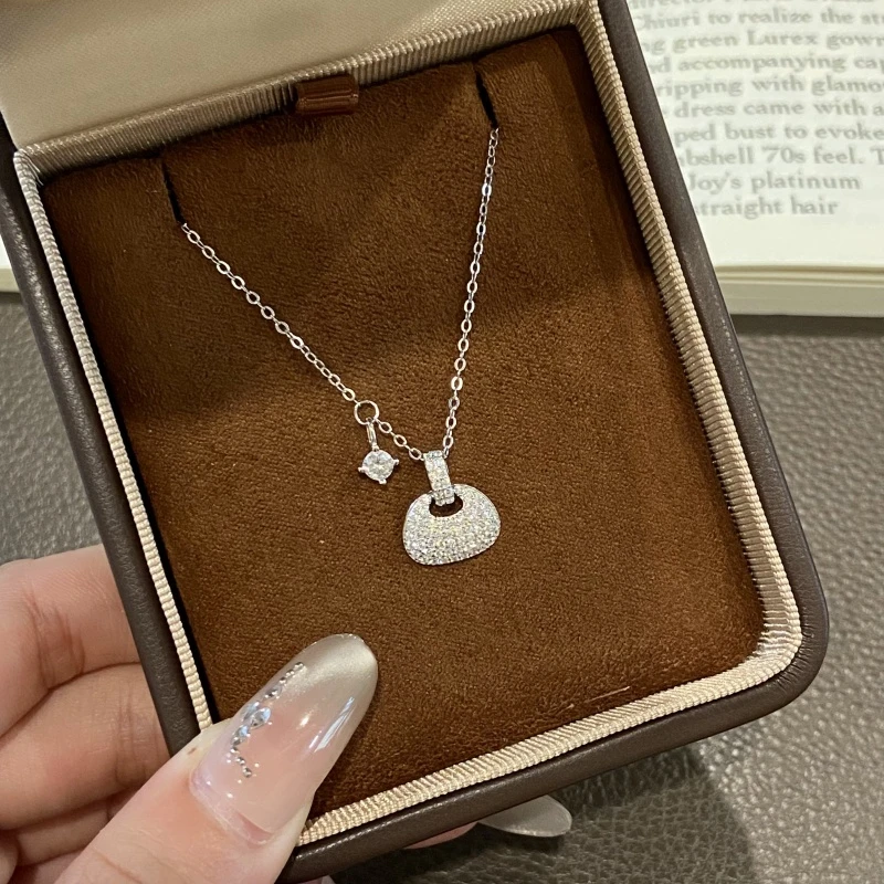 DOKOILA 坠链均925银 纯银闪钻小荷宝项链女手提包吊坠高级感