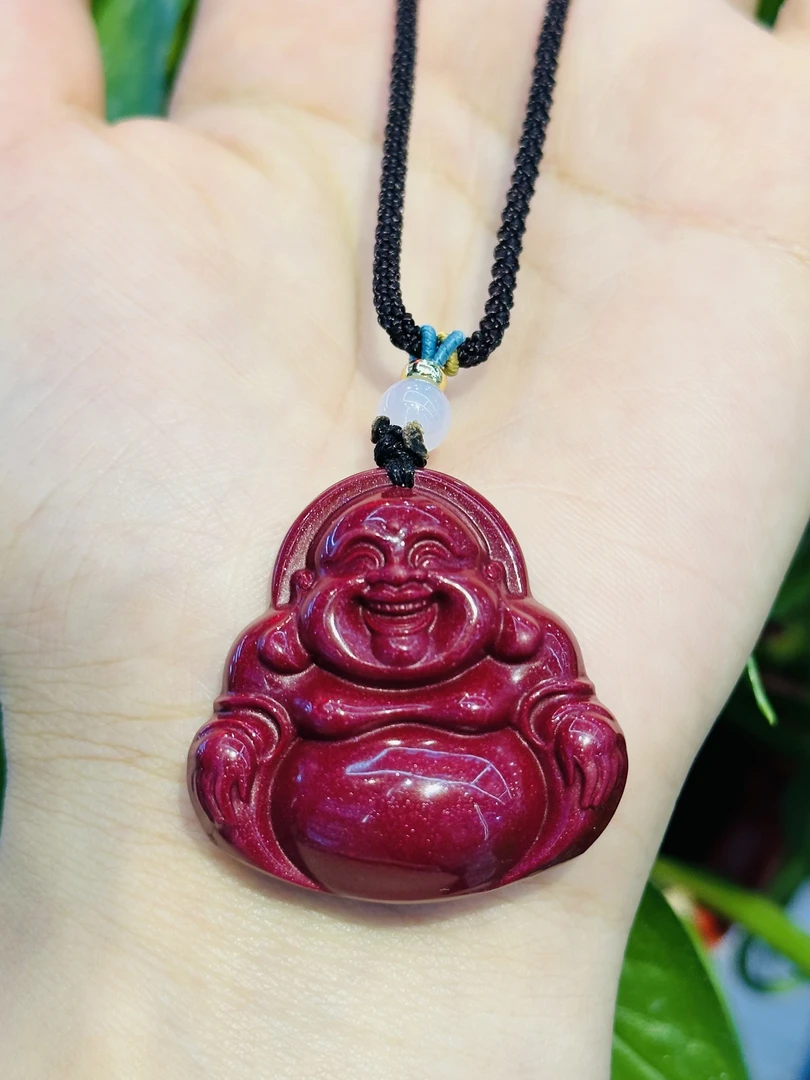 含辰砂工艺品【雪莉珠宝】朱砂紫砂金佛公吊坠卡35