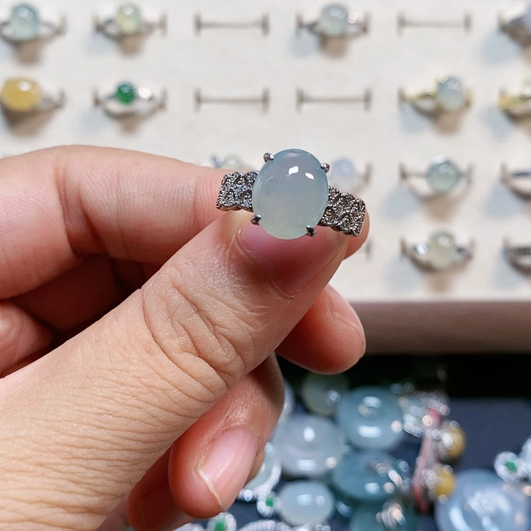 翡翠银S925镶嵌戒指