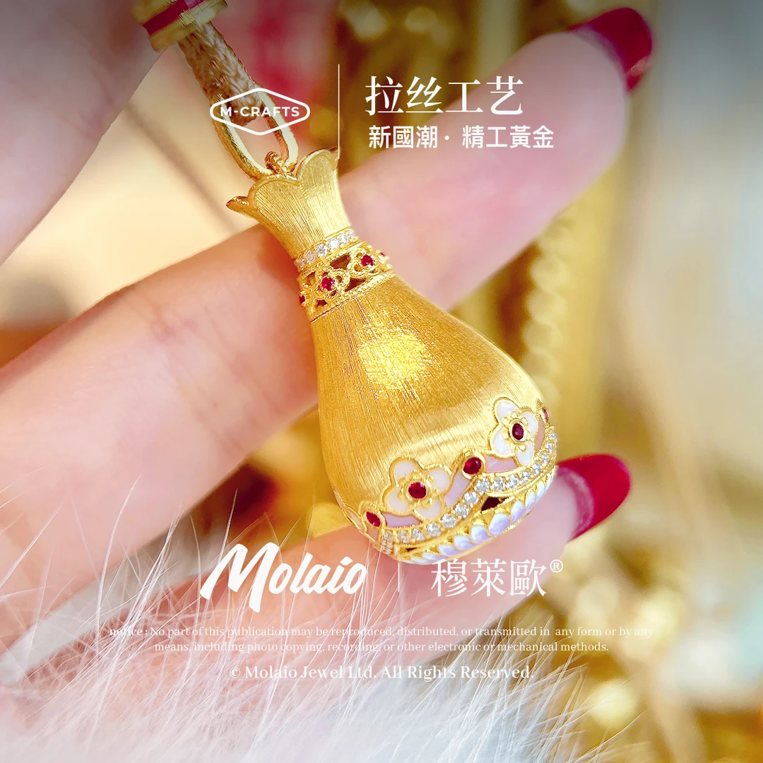 足金999【鎏金宝瓶】黄金项链时尚精美手工拉丝工艺（工费48/克）L394