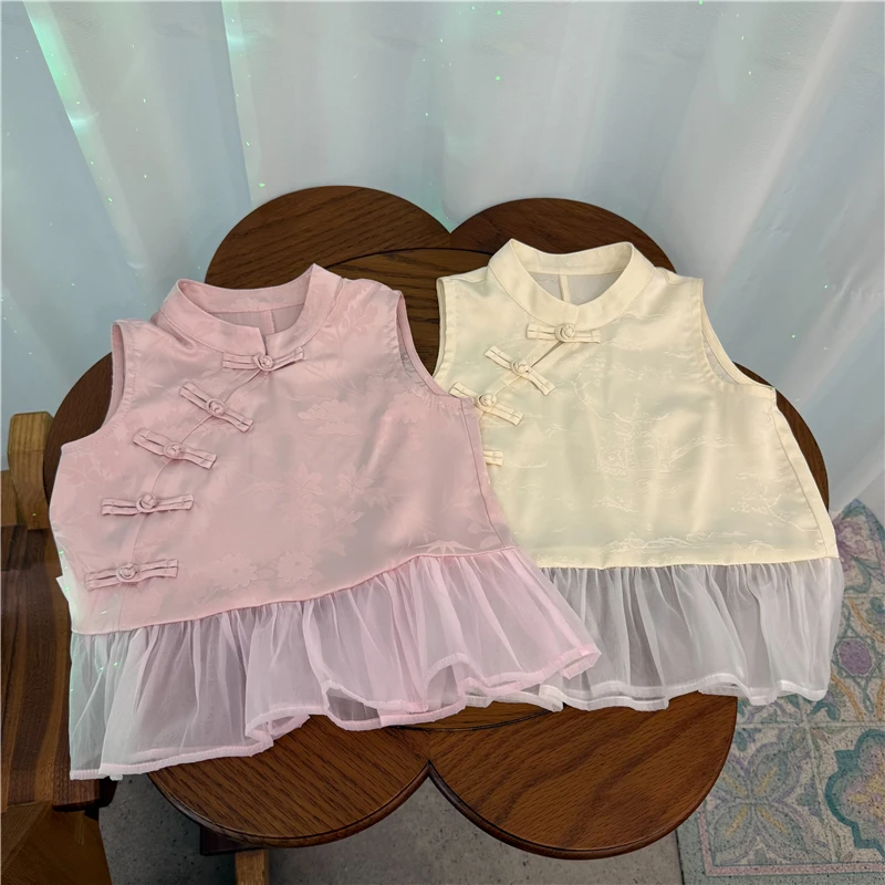 【国风范】X25350T拼纱中式上衣鱼子酱品牌童装女童