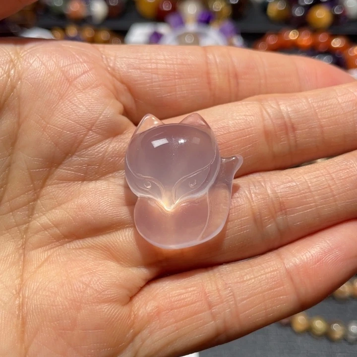 吊坠未镶嵌水晶粉水晶狐狸