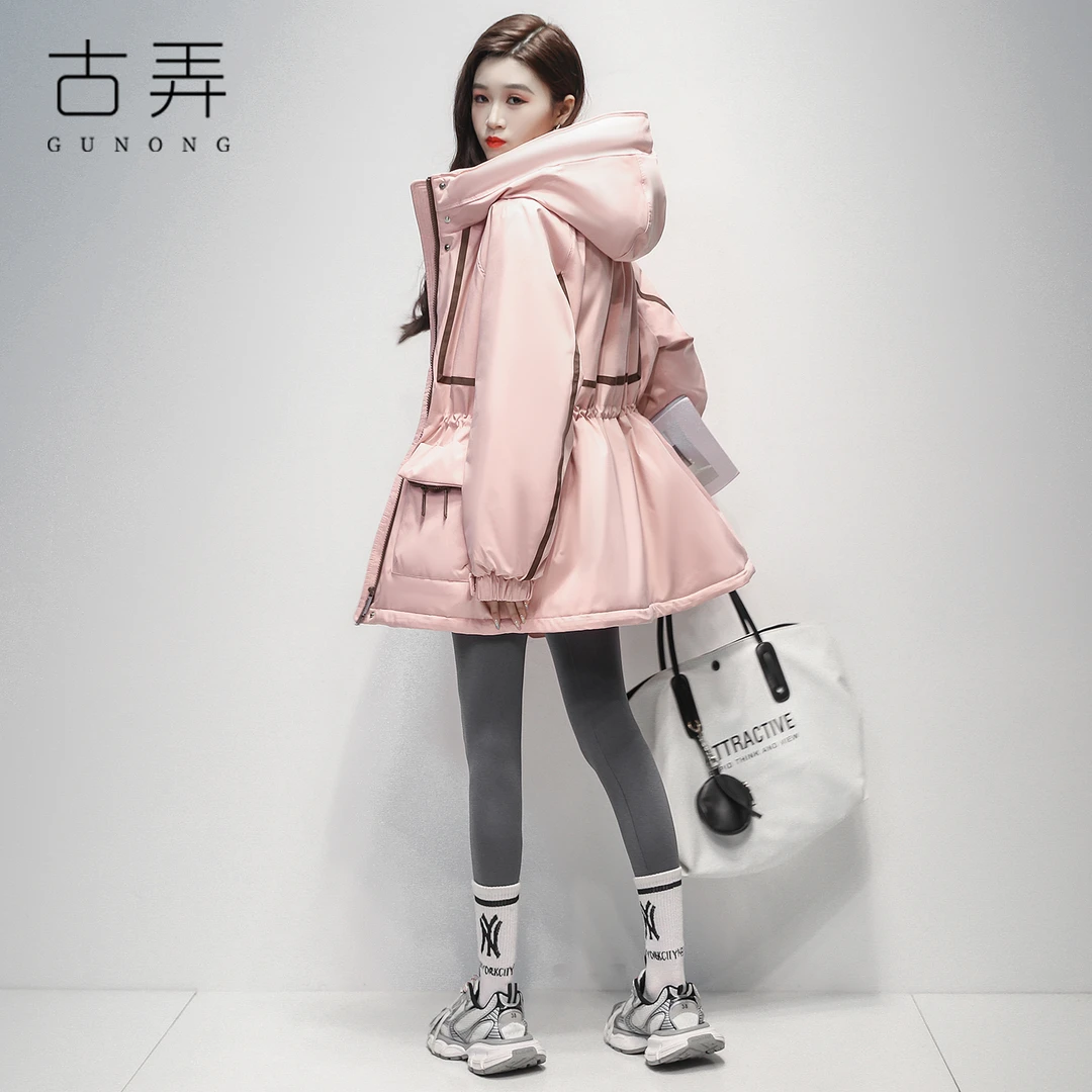 气质潮牌羽绒服女2025冬季新款时尚工装运动派克服连帽休闲外套潮