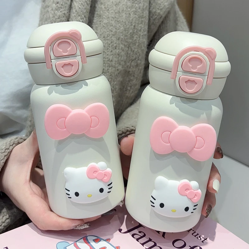 双饮水杯女生高颜值新款316不锈钢弹跳保温杯大容量kt猫吸管杯子