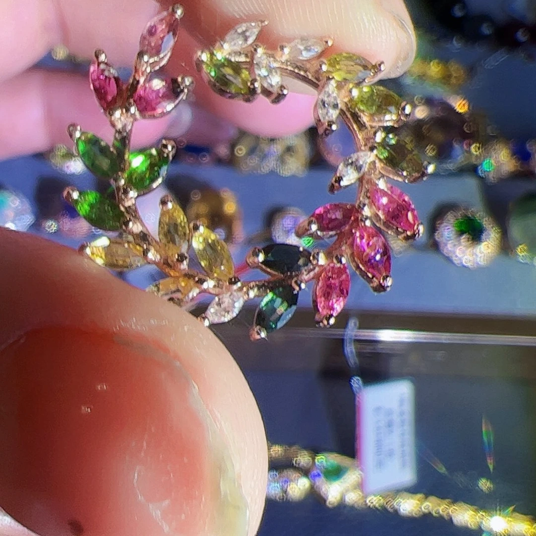 碧玺碧玺吊坠银S925镶嵌