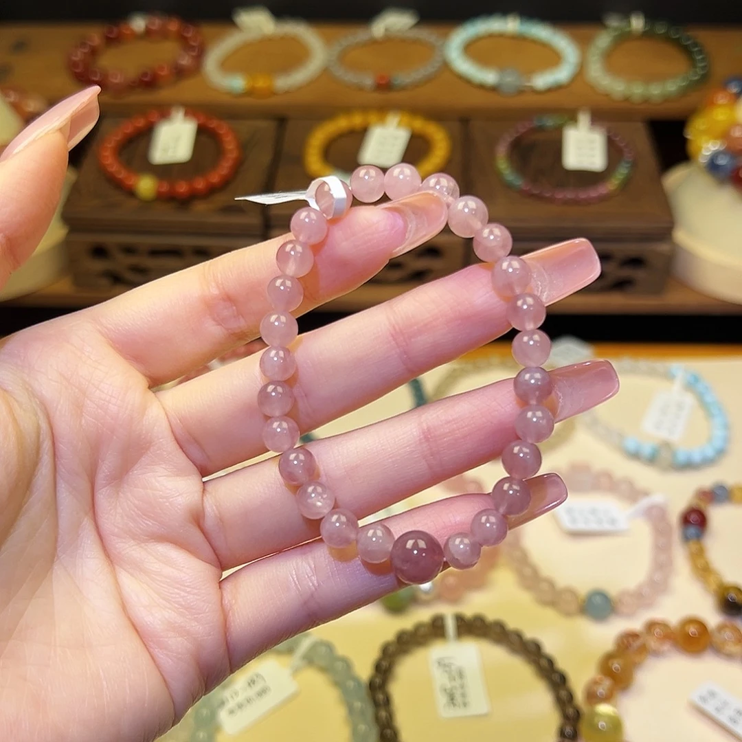 银S925镀金镶嵌水晶手串粉2031