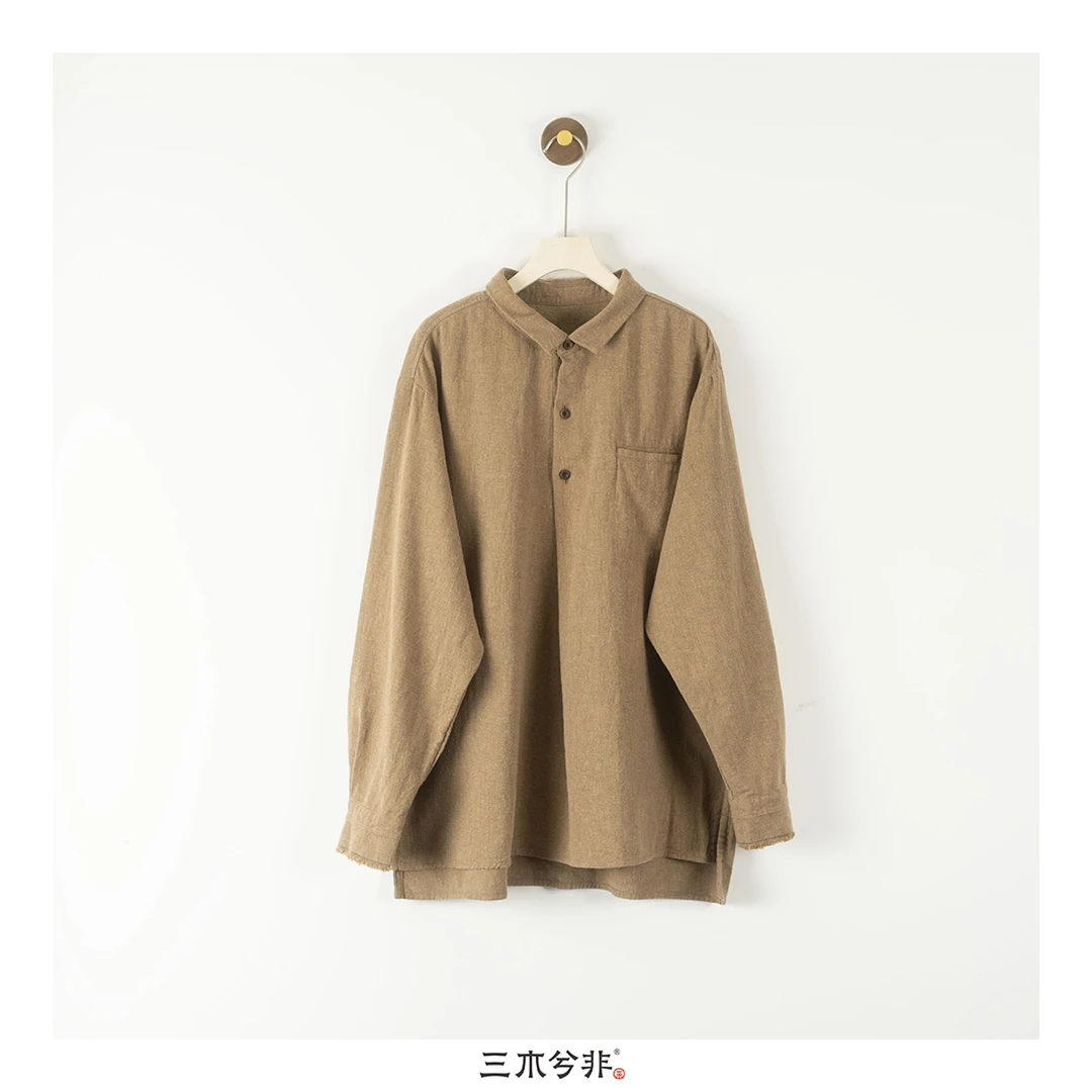 三木兮非 羊毛麻厚衬衫 25XS0481 小众文艺气质百搭休闲舒适慵懒