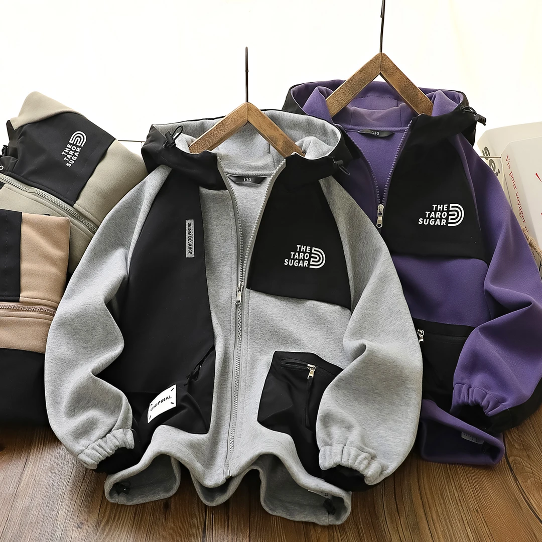 儿童春秋高颜值男女连帽外套中大童洋气上衣XYT6023运动服不加绒