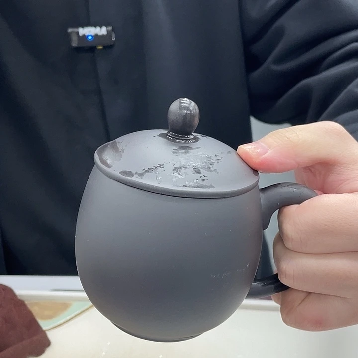 茶杯紫砂石黄小龙蛋盖杯320毫升