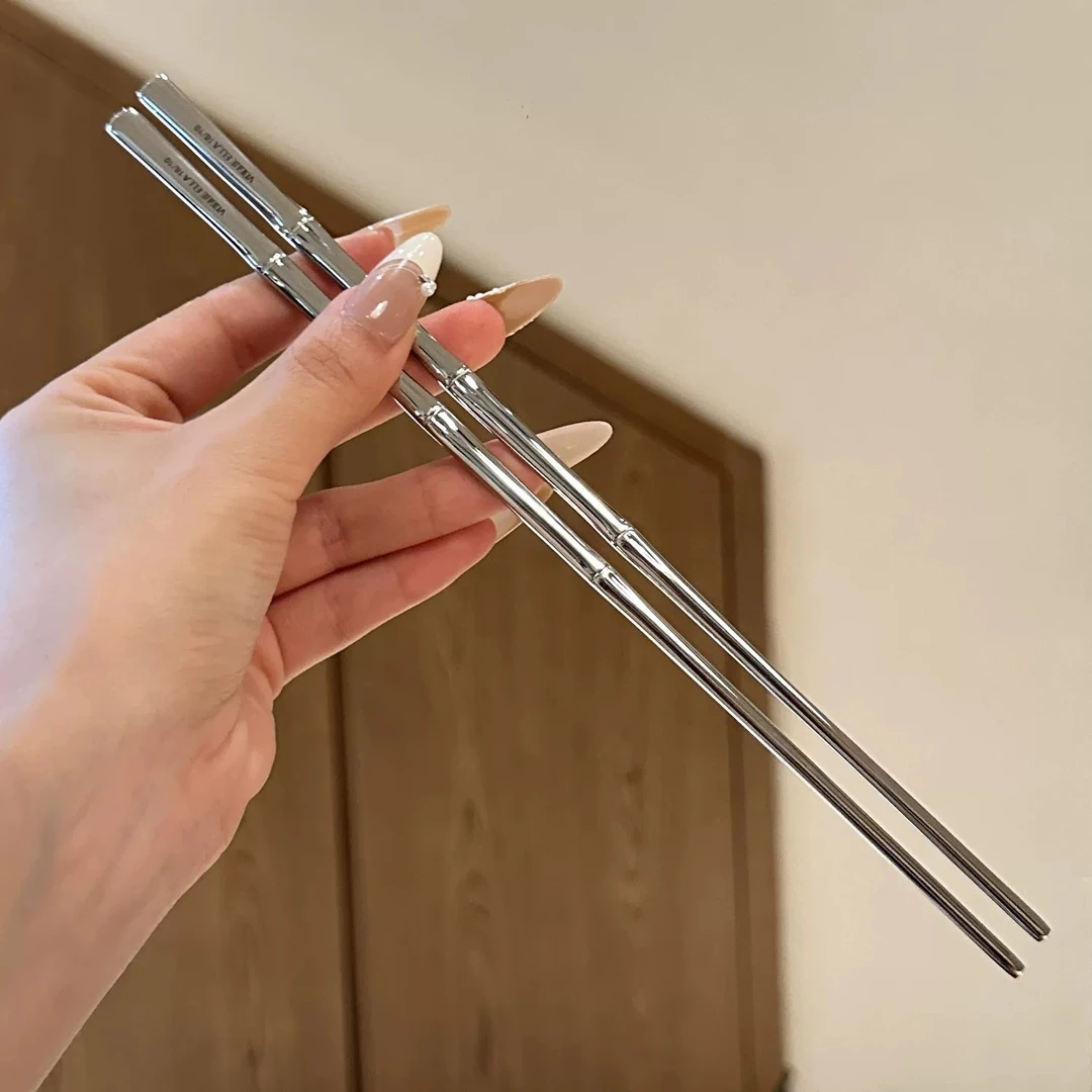 *老板娘家里自用*筷子韩国餐加长实心扁筷1810不锈钢高档个人烤肉