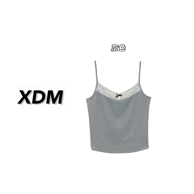 吊带背心女蝴蝶结蕾丝内搭外穿显瘦短款大码背心3077