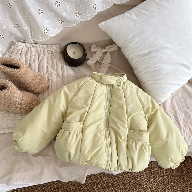 毛毛内里~~24冬新款女童韩系花边领甜美碎花棉袄加绒保暖外套