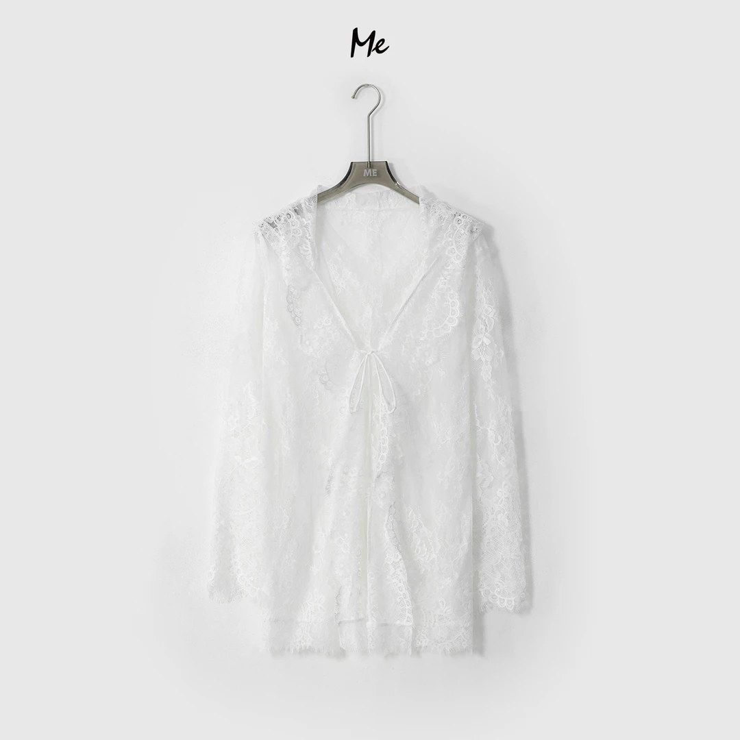 ME【叠穿神器】睫毛蕾丝少女感透气时尚百搭一手长外套MESA0476