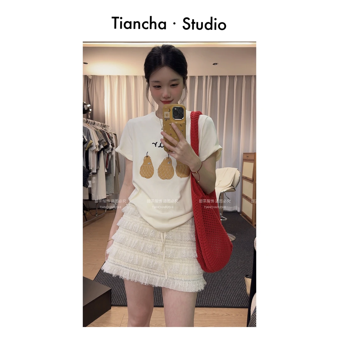 sweetc【雪梨】M351#夏季韩版正肩短袖T恤女ins时尚设计重工