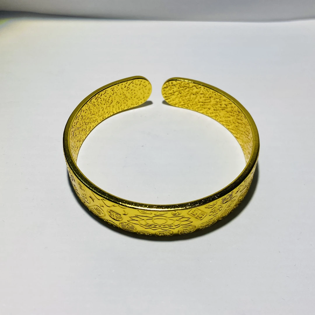 K10金色图腾开口厚庄开口手镯收藏