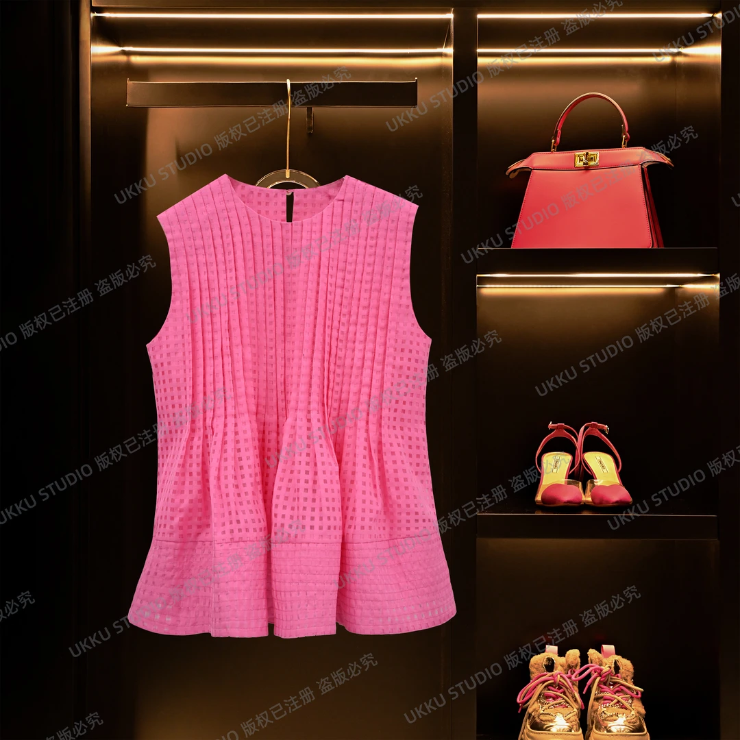 LILI【UKKU STUDIO】秋季轻奢百搭设计时尚气质长袖粉色衬衫912404