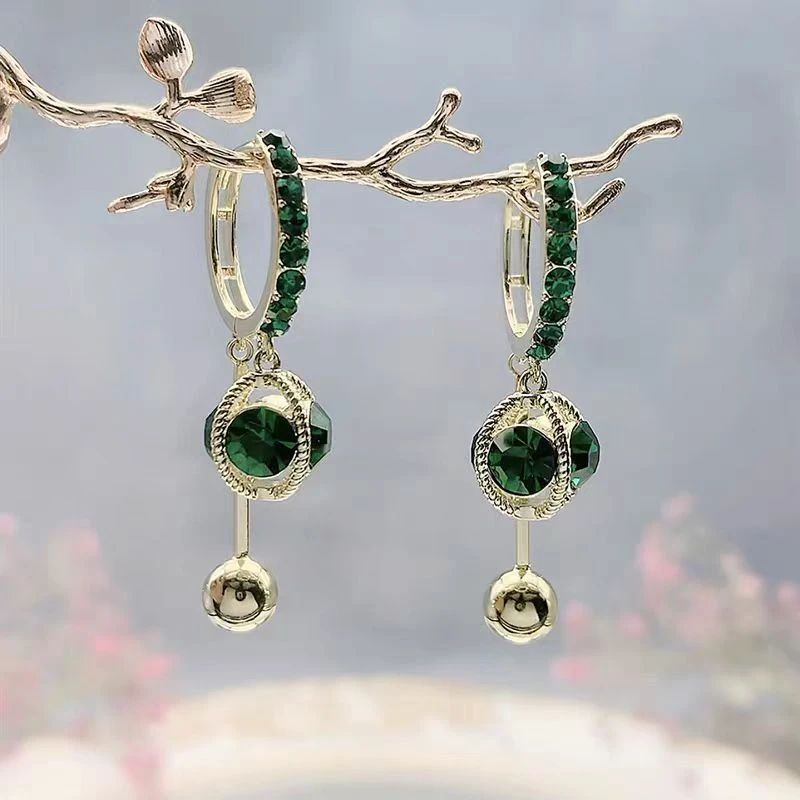 铜合金耳饰 个性时尚耳扣钻球耳环小众设计感冷淡风耳坠女N3441