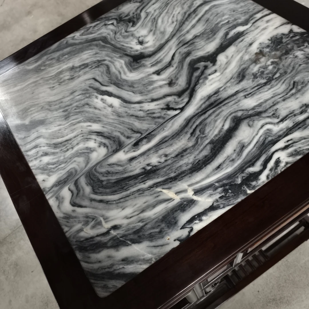红酸枝棋桌 套镶云石面