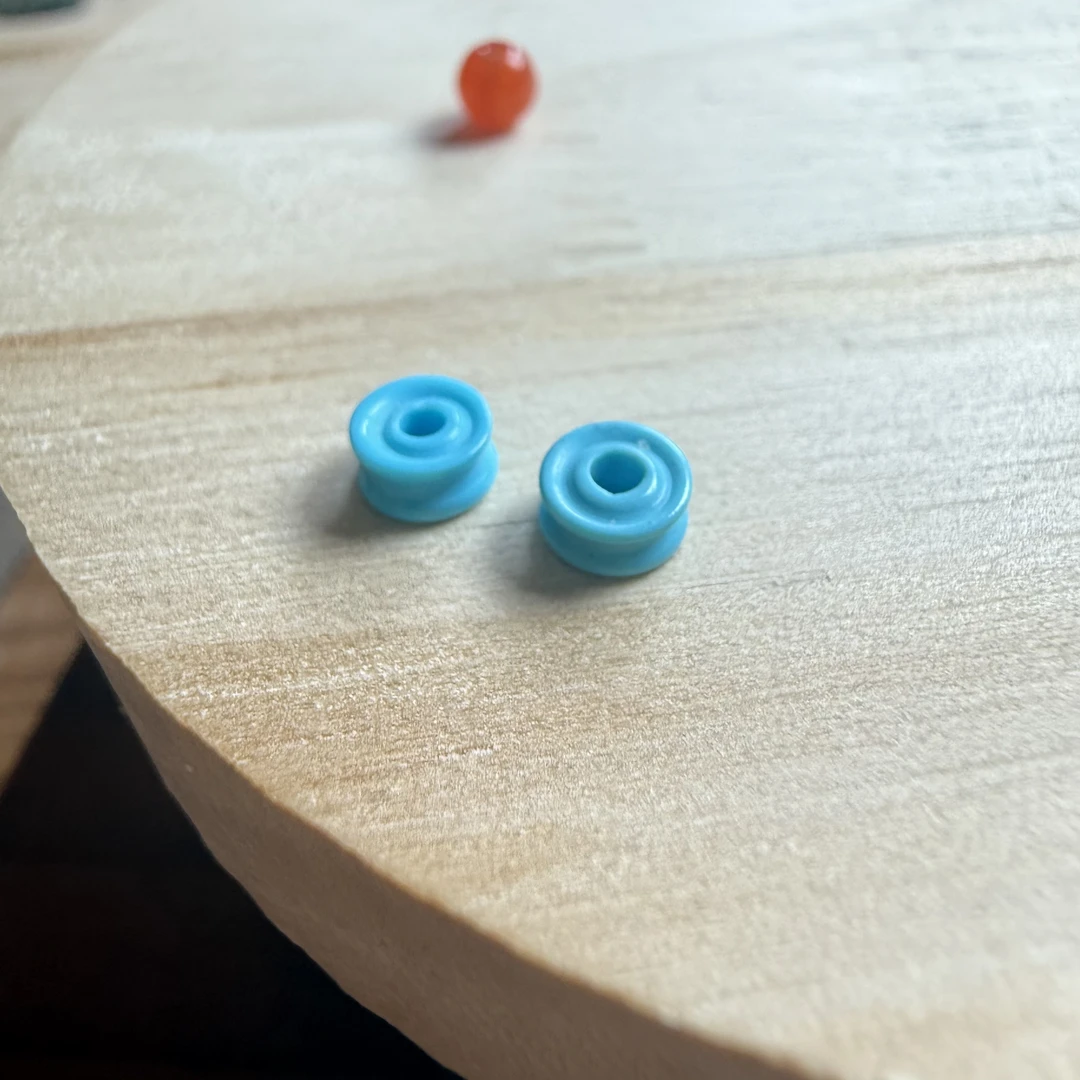 166原矿纯天然无优化高瓷蓝绿松石车轮一对4.6mm保真玉化料纯干货