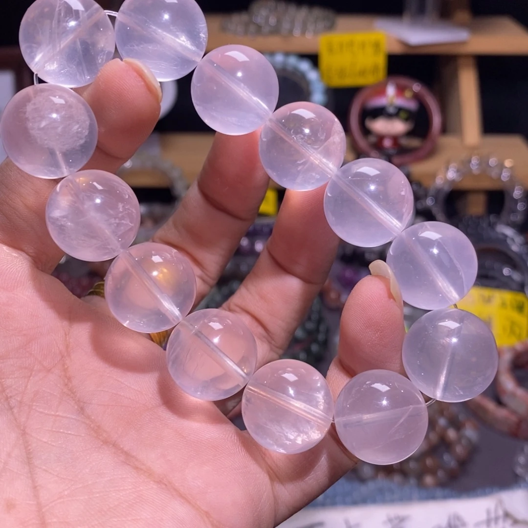 水晶未镶嵌手串11 莫桑比克星光粉 17