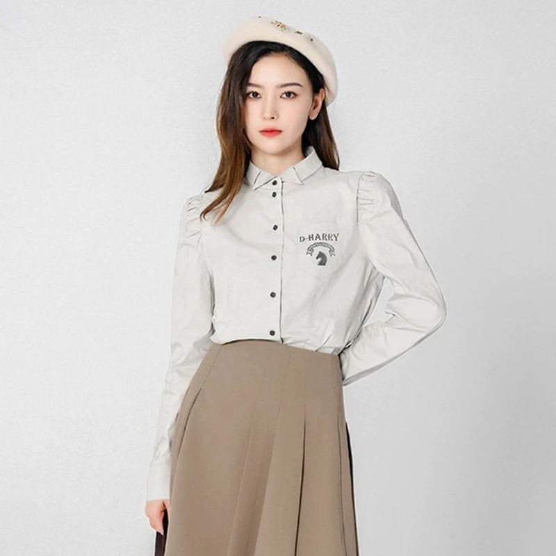 D-HARRY/迪哈利气质秋冬修身衬衫女小众设计感衬衣DH223D95389D