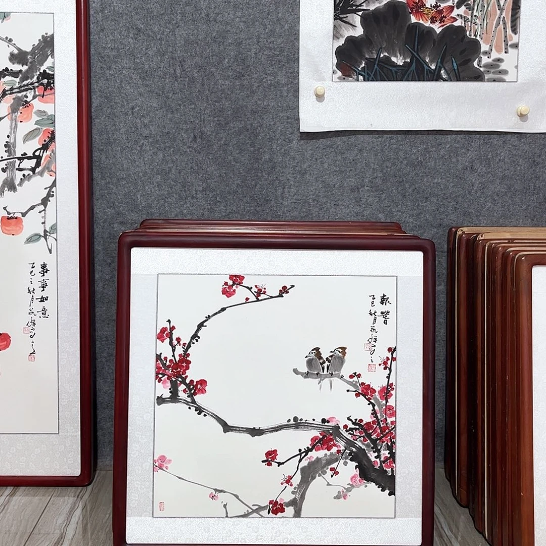 国画书画作品带框63×63