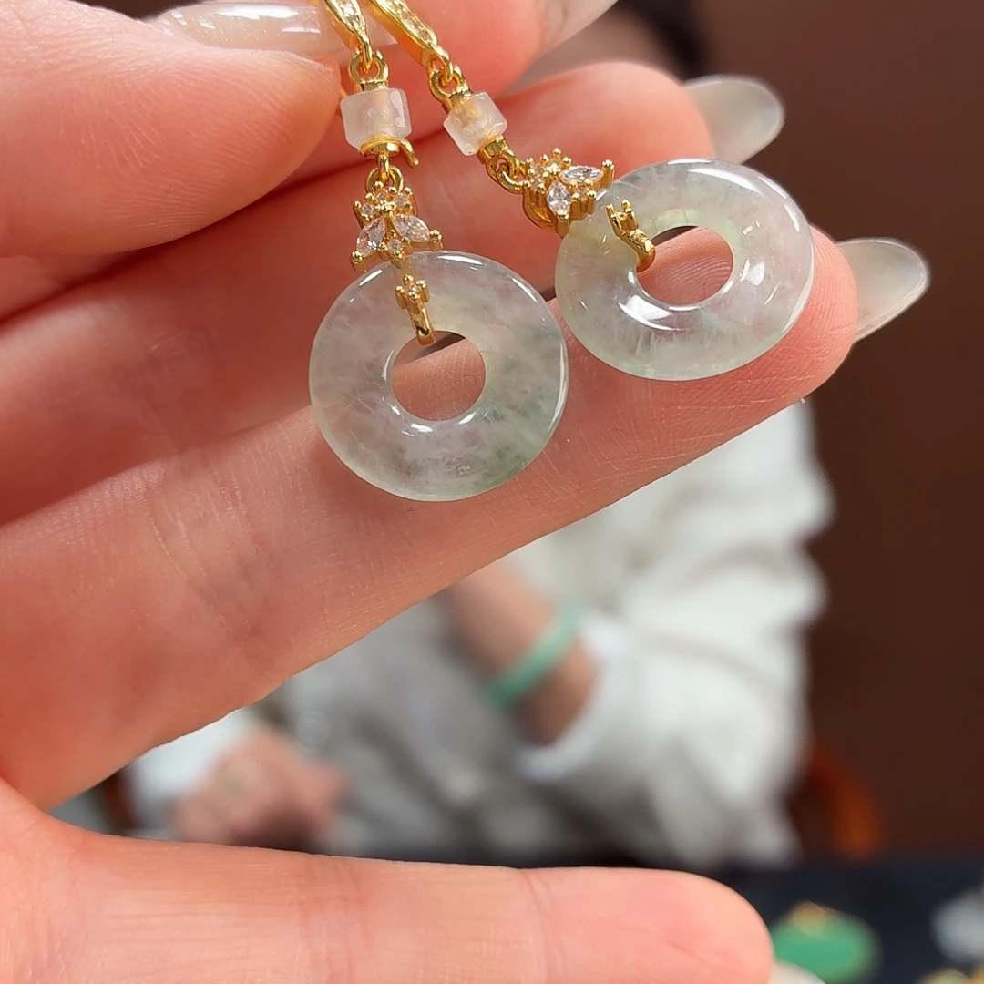 翡翠银S925镶嵌耳饰耳饰