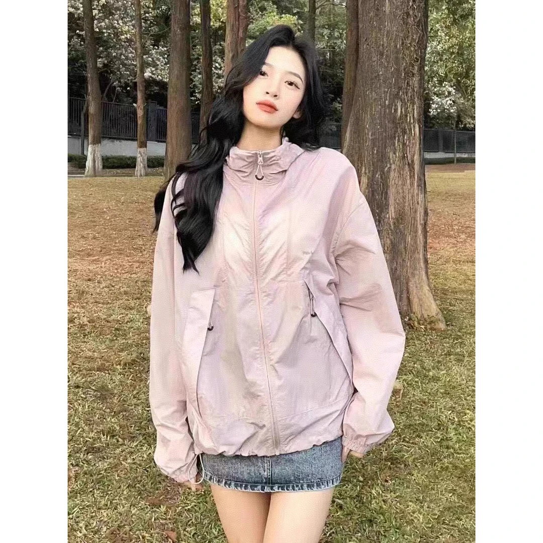 紫色小香风防晒衣女新款小个子短款独特超好看冲锋衣防晒服女外套