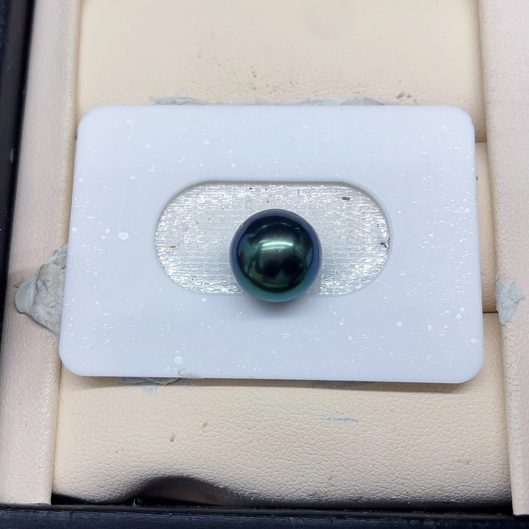 裸珠海水珍珠孔雀绿裸珠10.6mm