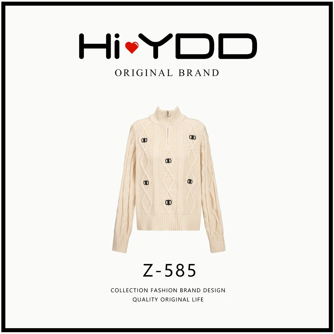 YDD•「Z-585」秋款设计感小香风宽松百搭植绒长袖针织毛衣HH-131