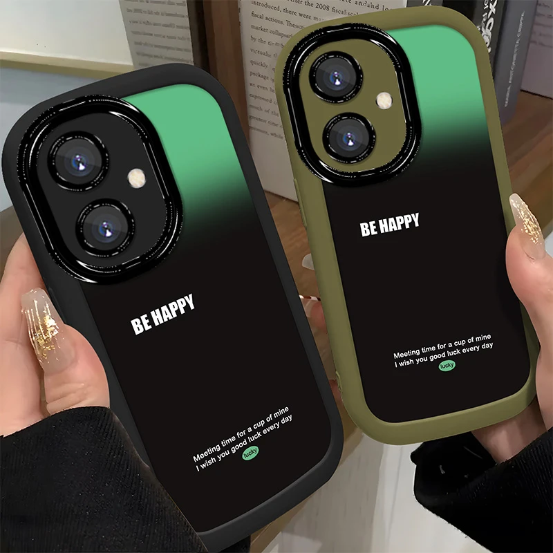 适用于【华为】荣耀100个性绿黑渐变英文简约硅胶防摔手机壳