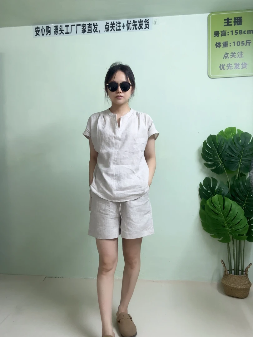 宽松汉麻5分短裤薄款潮中国风阔腿休闲短裤夏季黑白色男女同款