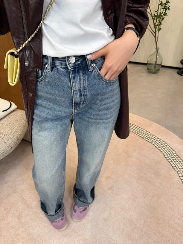 YOUCAI25春季｜小众做旧阔腿牛仔裤