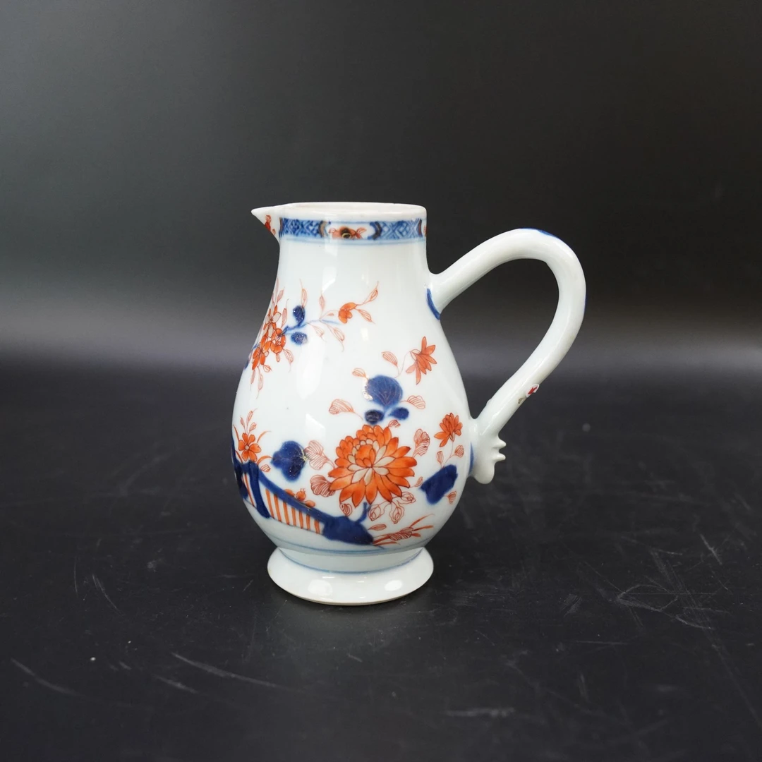Lot.25090898清康熙青花矾红花卉纹奶壶 高：约12.8cm