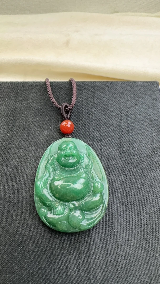 南阳独玉随行佛吊坠佛公喜相长38宽30厚8送人自用颜色好