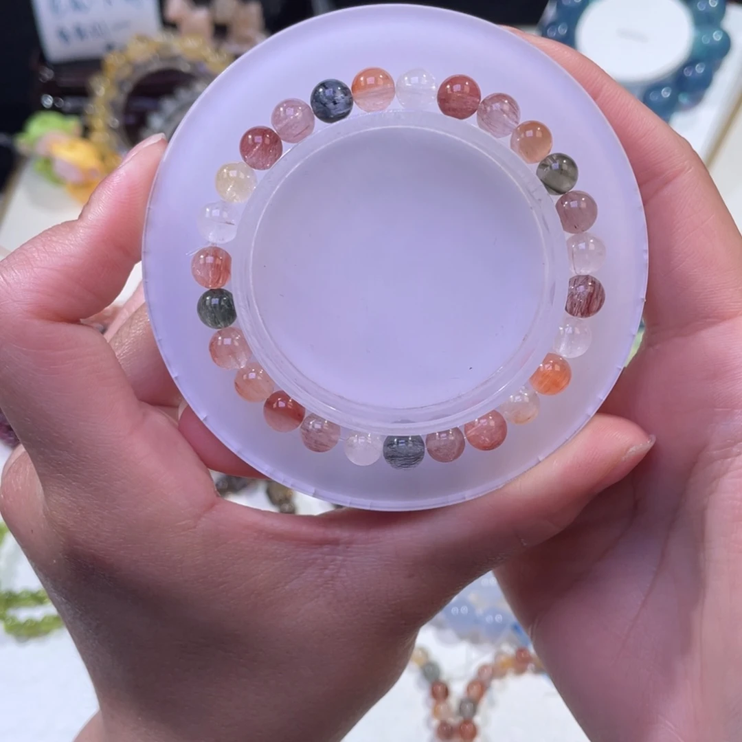 未镶嵌手链水晶糖果色彩兔毛6+