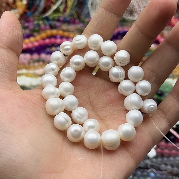 玛瑙/玉髓未镶嵌珠宝半成品10mm左右螺纹珍珠打包