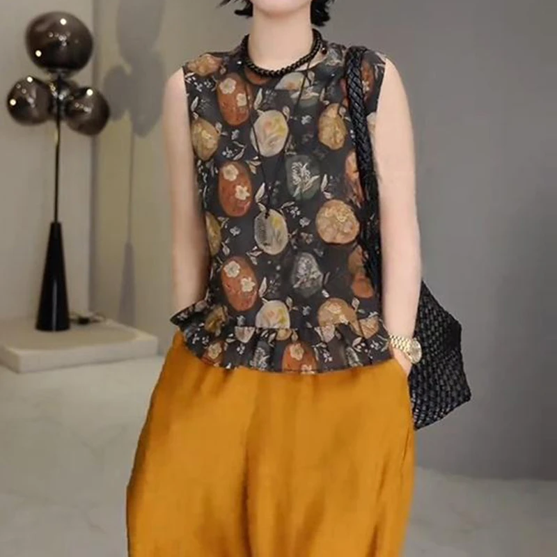 新中式国风复古设计感背心衬衫女夏季新款休闲百搭气质高级感上衣