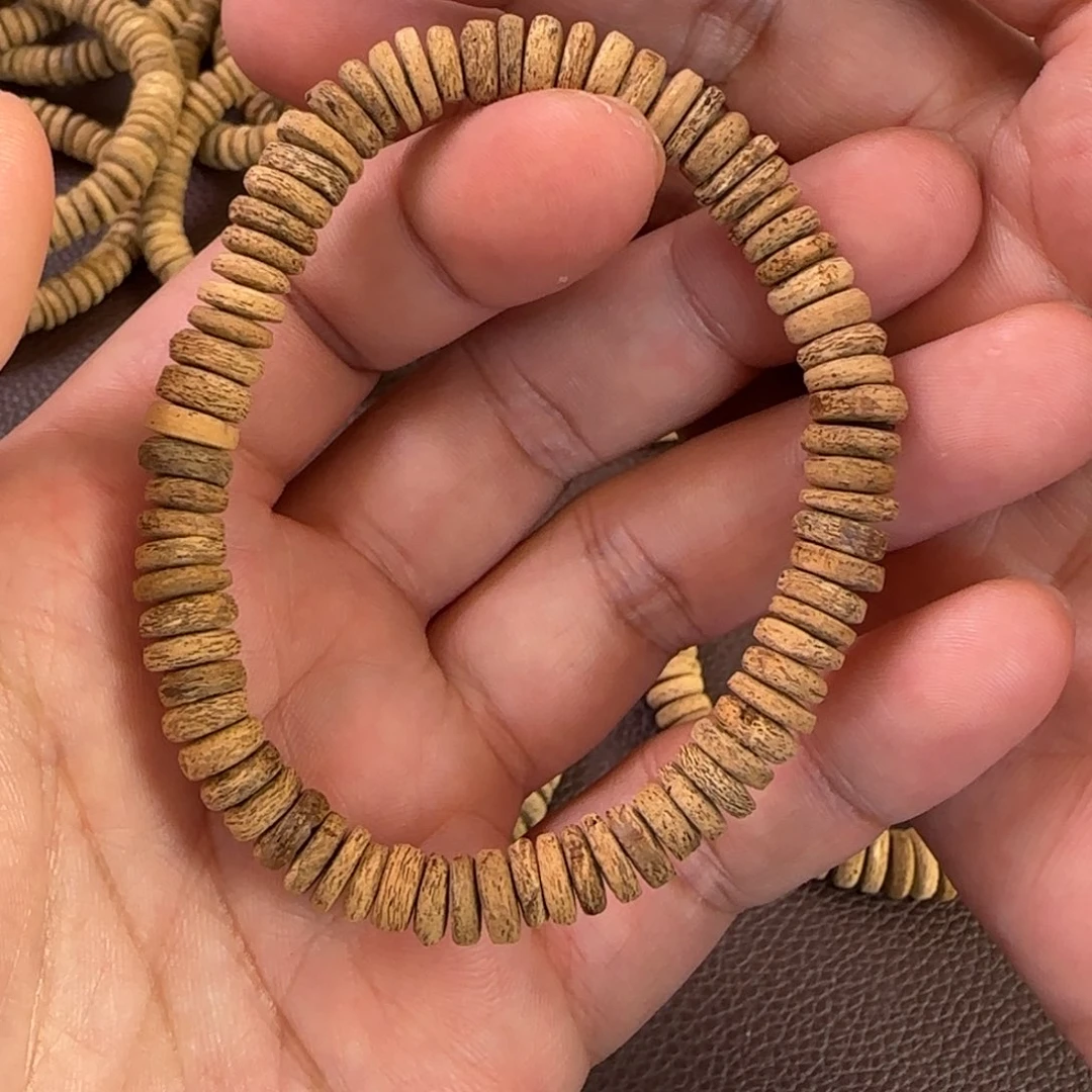 手串沉香斯里兰卡土沉料片珠4克