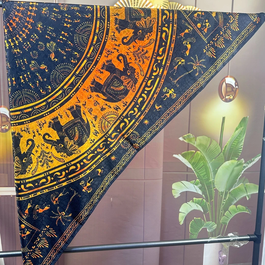 【黑金唐咔】140*140 提花 民族风围巾丝巾披肩