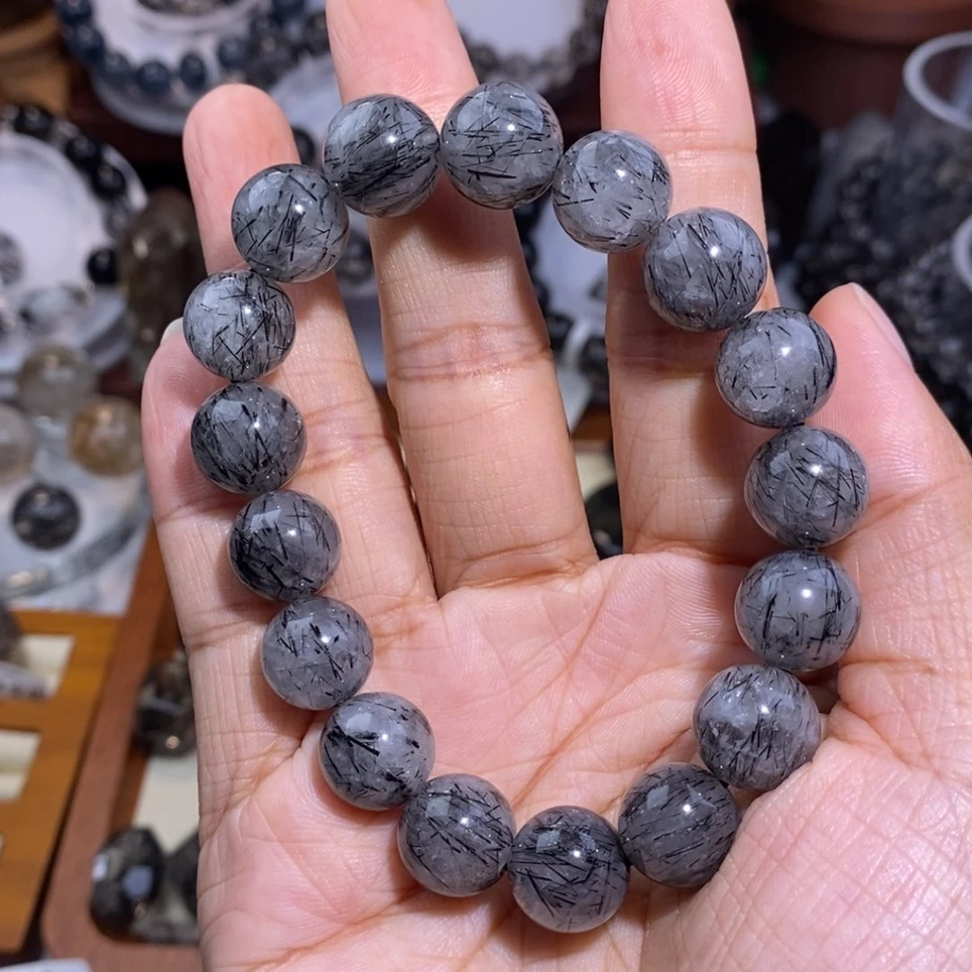 未镶嵌手链水晶12mm蕾丝黑发晶