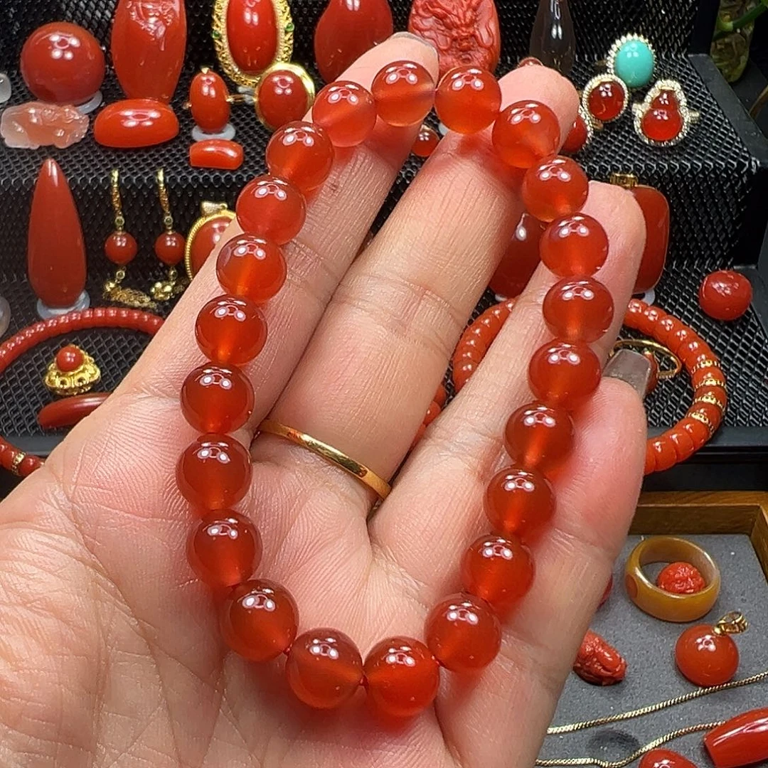 南红玛瑙未镶嵌单圈8+
