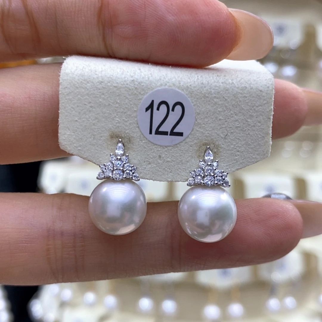 银S925镶嵌淡水珍珠耳饰