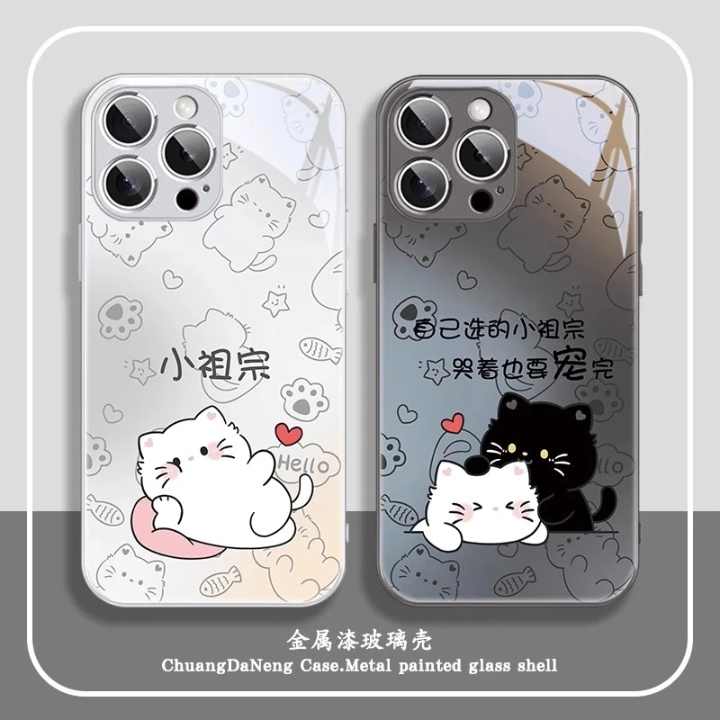 适用苹果16/华为pura80/小米/vivo/oppo情侣小猫卡通小祖宗手机壳