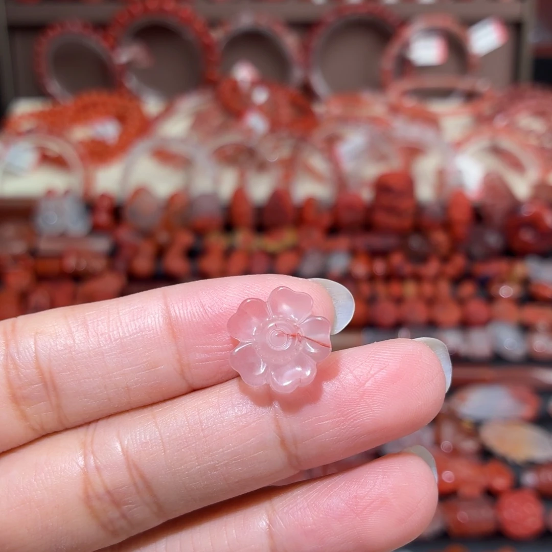 南红玛瑙未镶嵌颈饰通孔小花