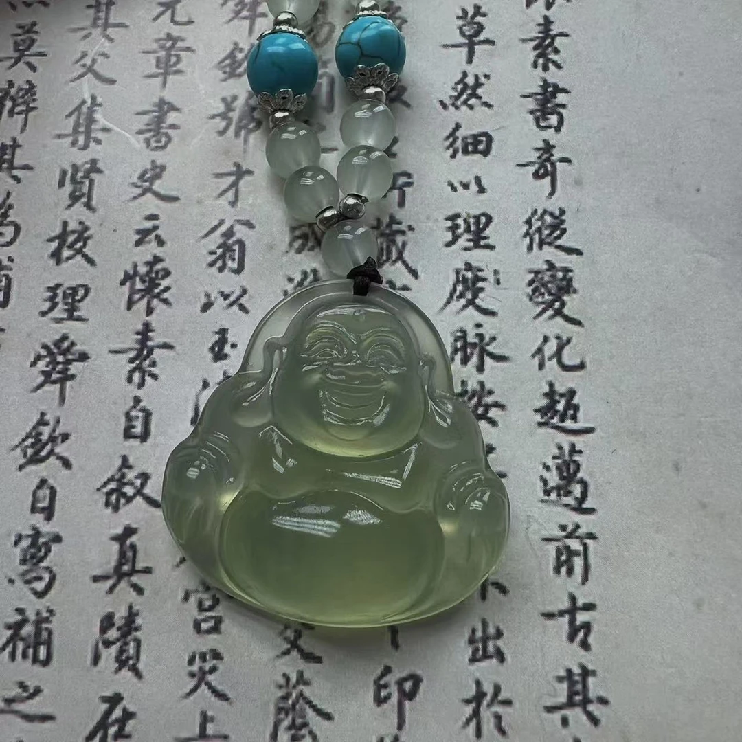 纯天然岫玉佛公双面雕刻设计款链子时尚百搭多样性发货*拍一发一