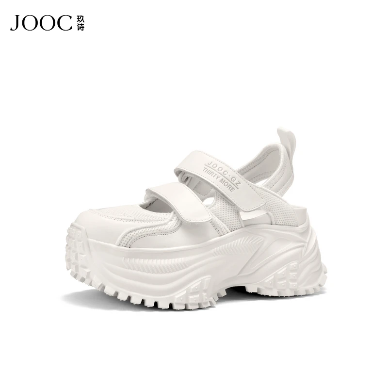 JOOC玖诗厚底老爹鞋女2025夏季新款网面休闲女鞋后空百搭增高凉鞋