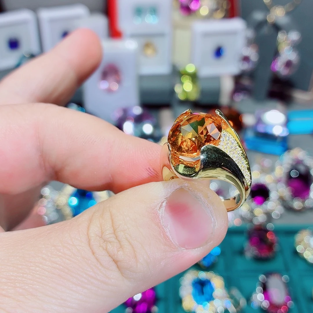 戒指银S925镶嵌黄晶